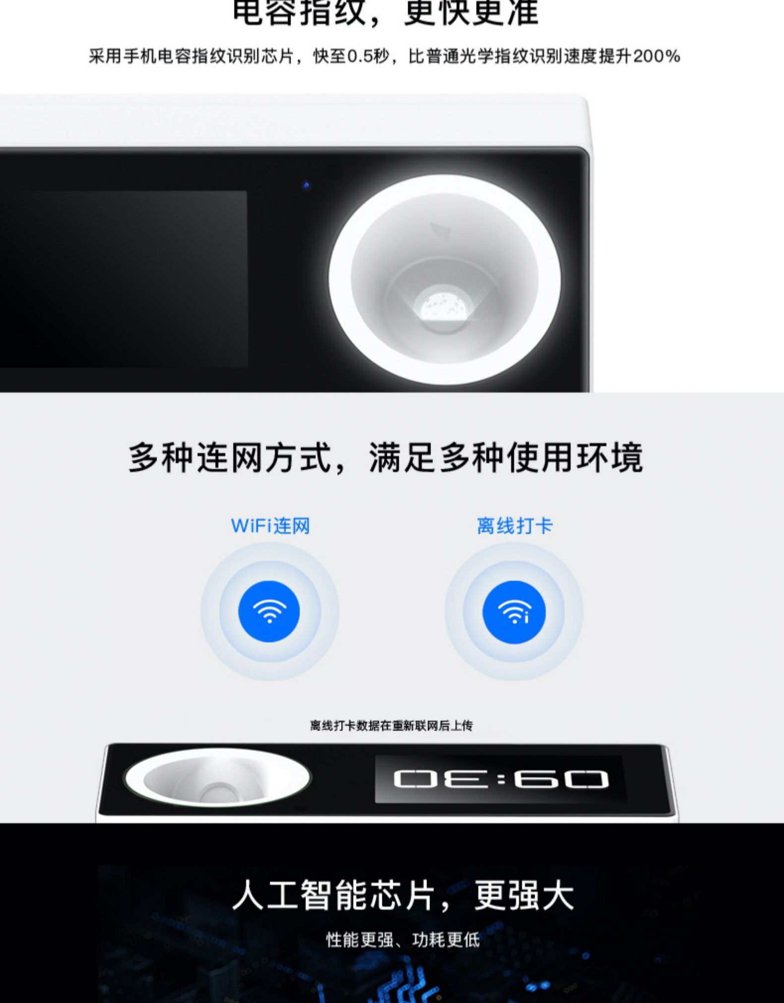 钉钉M1F人脸指纹考勤一体机(图3)